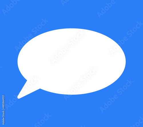 Speech bubble icon vector. White empty speech bubble on blue background. 