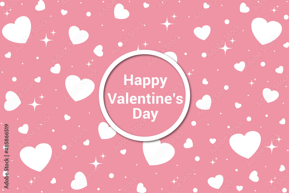 Happy Valentine's day card with hearts pattern design on pink background. Happy Valentine's day card with hearts pattern design on pink background.