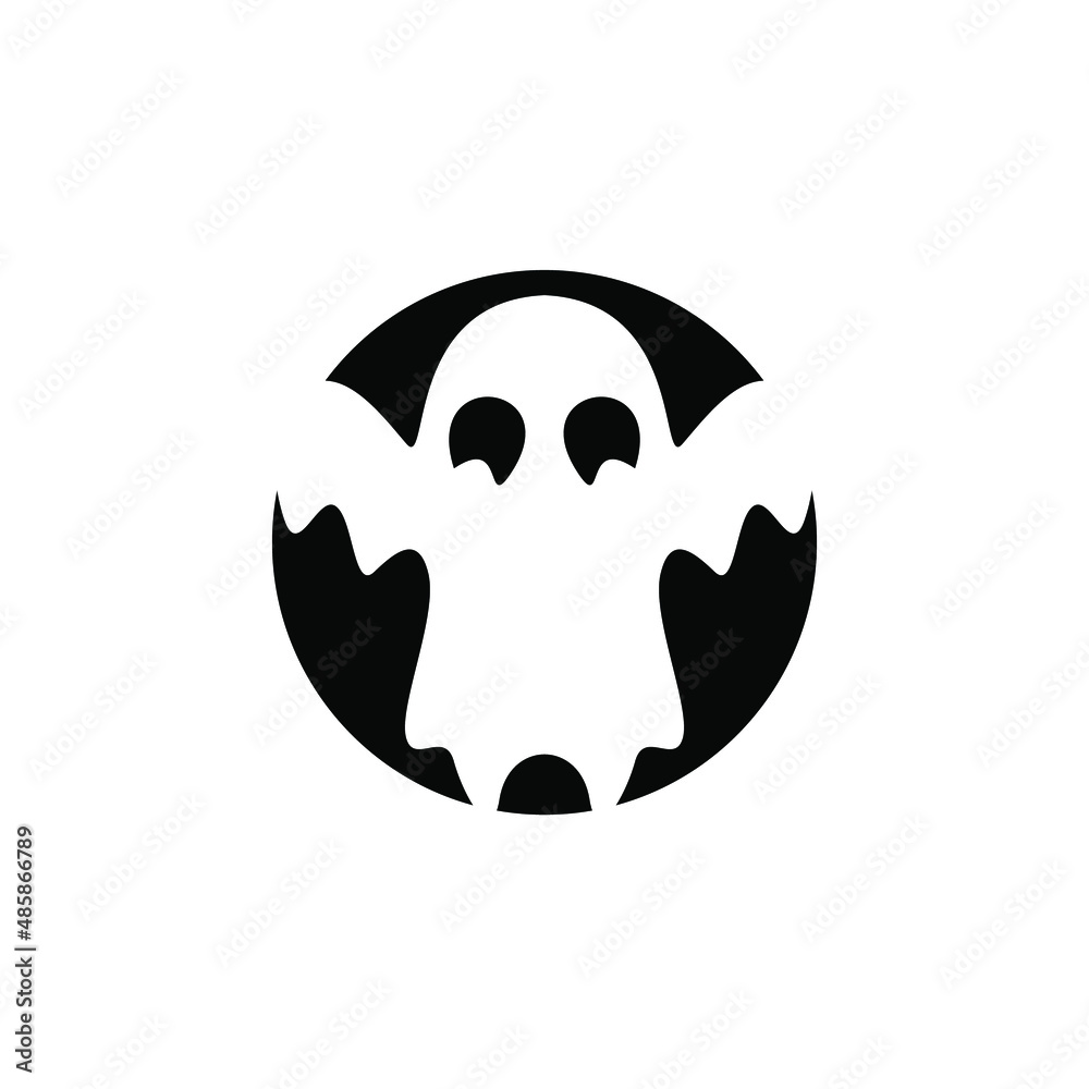 Simple Silhouette Ghost Logo Design Concept Isolated in White Background Simple Silhouette Ghost Logo Design Concept Isolated in White Background