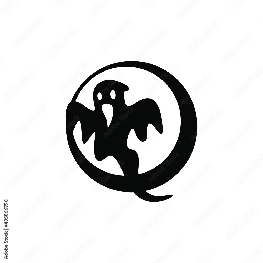 Simple Silhouette Ghost Logo Design Concept Isolated in White Background Simple Silhouette Ghost Logo Design Concept Isolated in White Background