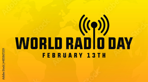 world radio day 13th february modern creative minimalist banner, sign, design concept, cover, social media post, template with radio icon and an abstract background. 