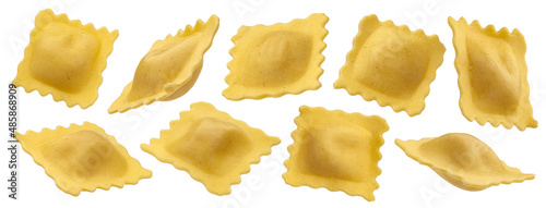 Italian ravioli pasta isolated on white background