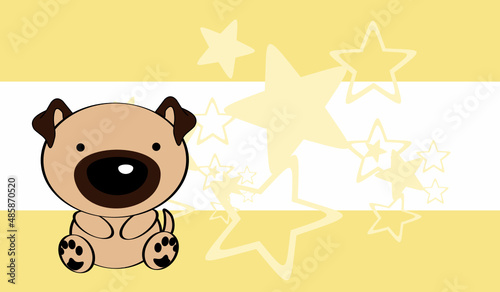 kawaii little baby pug dog character cartoon background iilustration in vector format