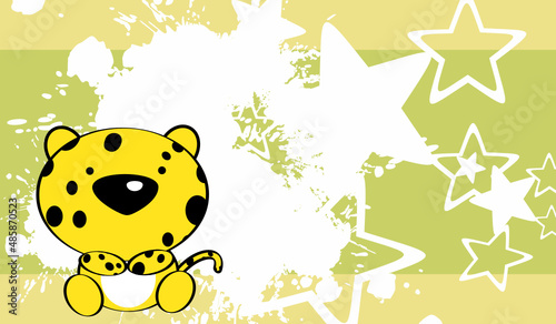 kawaii little baby leopard character cartoon background iilustration in vector format
