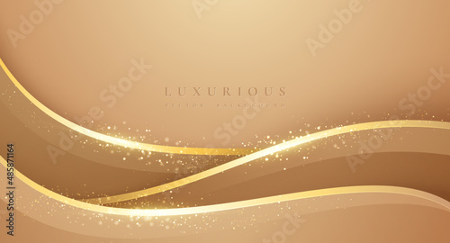 Abstract wavy gold background. Luxurious gold vector background with blend of sparkling glitter.