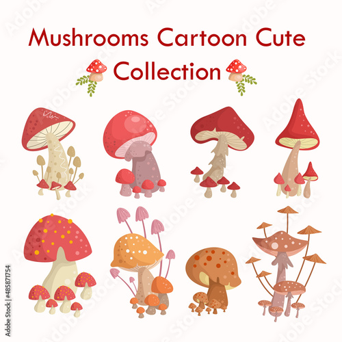 Fototapeta Naklejka Na Ścianę i Meble -  Cute mushroom cartoon illustration collection