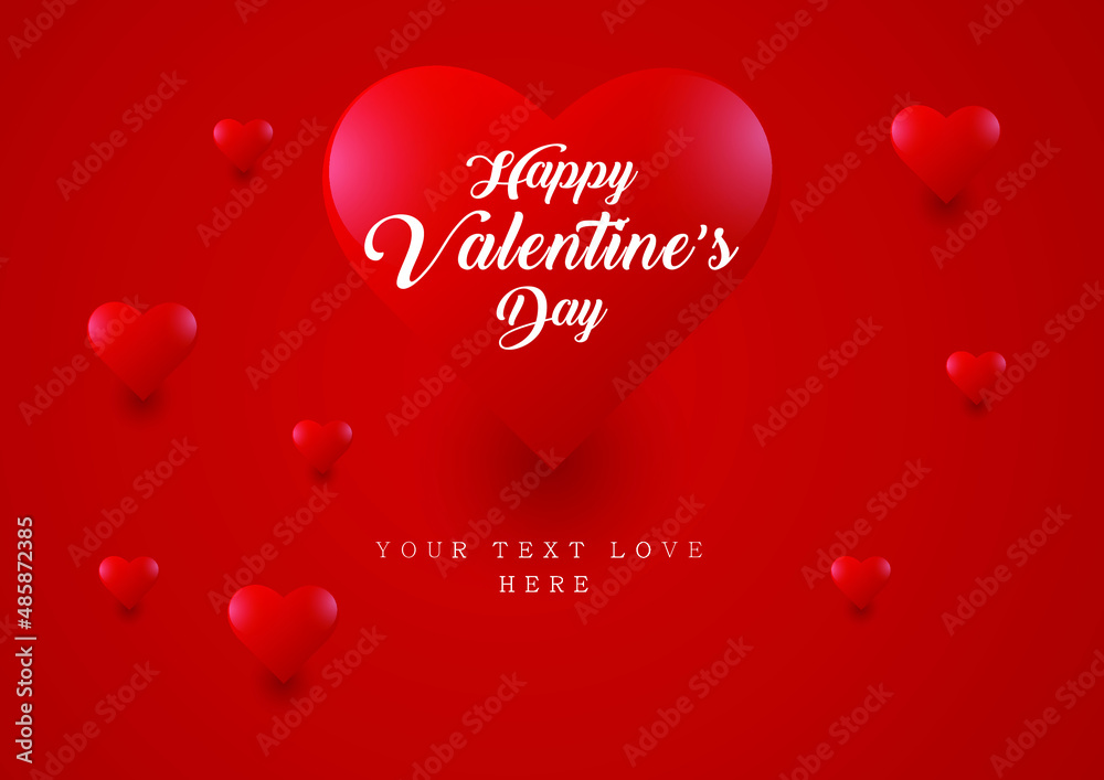 Happy valentines day illustration with heart shape on a red background Premium Vector