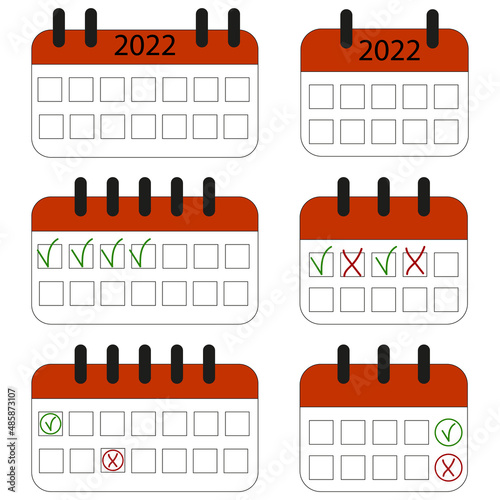 Planner icons set.Colored calendar sign.App device.Vector illustration.