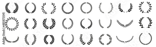 Circular laurel foliate vector icon
