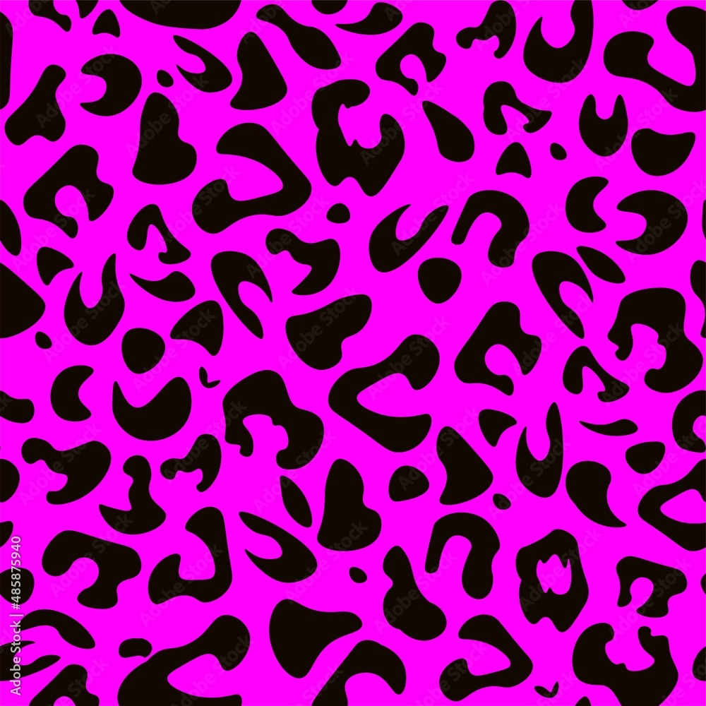 Black and pink leopard seamless pattern. Fashion stylish vector texture.