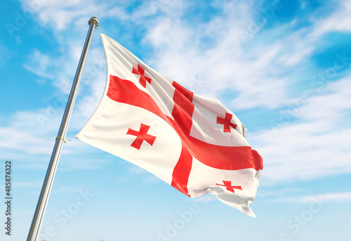 Cuadro en lienzo 3d rendering Georgia flag waving in the wind on flagpole