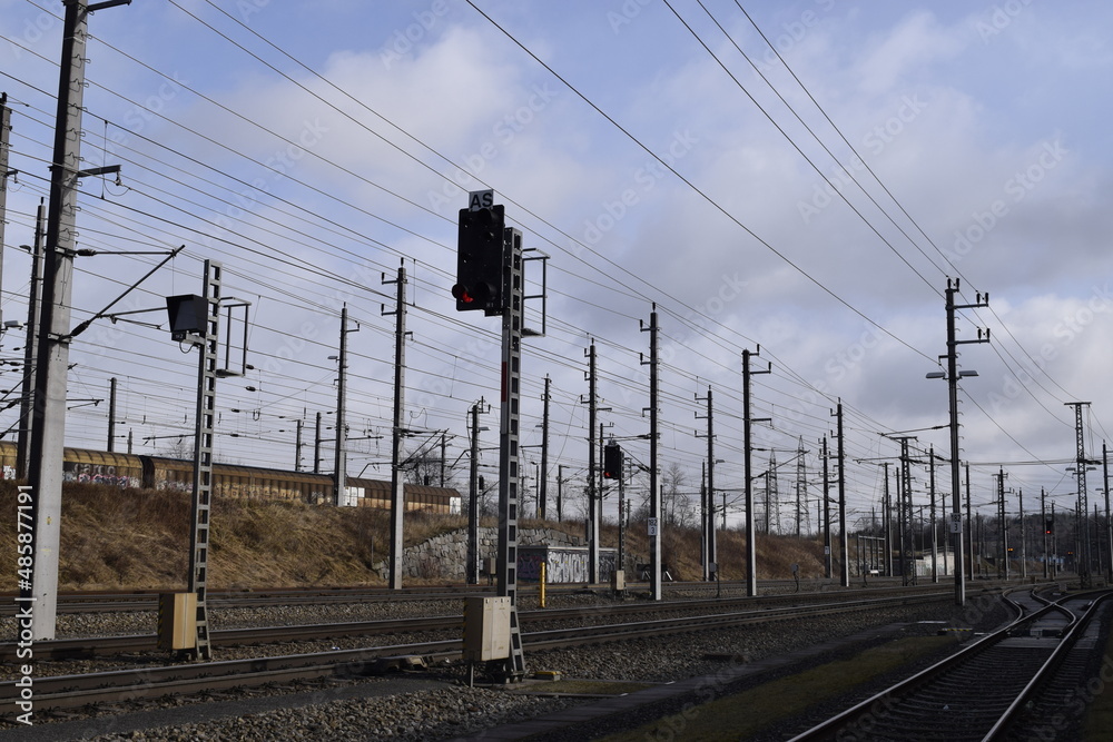 Railway tracks in the urban area