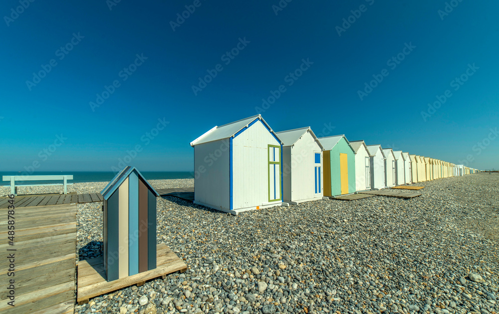 Cabines de plage à Cayeux-sur-Mer, Somme, France Cabines de plage à Cayeux-sur-Mer, Somme, France