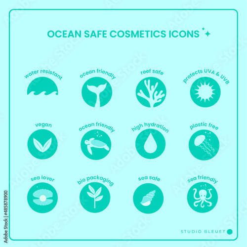 OCEAN SAFE ECO FRIENDLY COSMETICS ICONS

 (ID: 485878900)