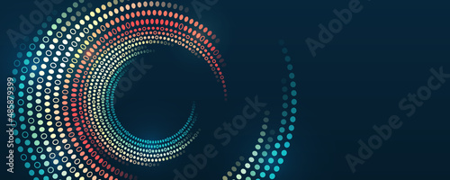 Big data visualization, spiral sign. A dynamic array of information. Data sorting process. Big data stream futuristic infographics. File structuring, machine learning.
