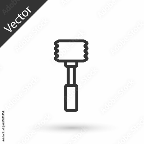 Grey line Kitchen hammer icon isolated on white background. Meat hammer. Vector