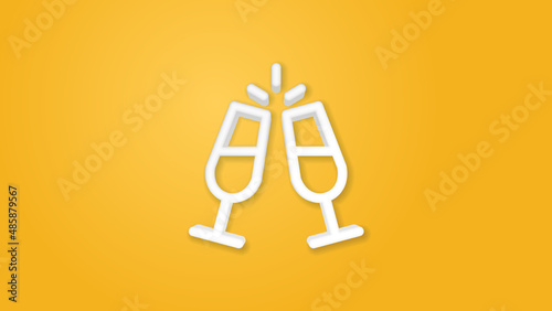 Champagne 3d line flat color icon. Realistic vector illustration. Pictogram isolated. Top view. Colorful transparent shadow design.