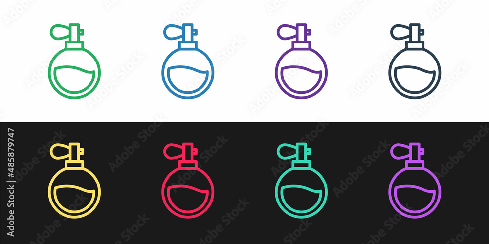 Set line Perfume icon isolated on black and white background. Vector Set line Perfume icon isolated on black and white background. Vector
