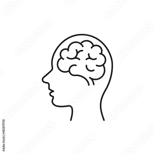 Human Head with brain icon. Vector line Isolated simple illustration © tatianasun