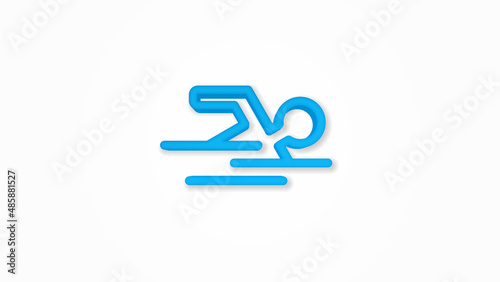 swimming pool, swimmer, sport 3d line flat icon. Realistic vector illustration. Pictogram isolated. Top view. Colorful transparent shadow design.