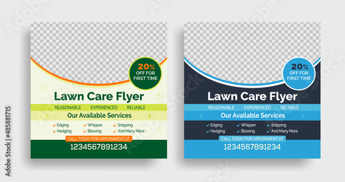 lawn care landscape and gardening social media post design flyer, best lawn care Service business flyer,  lawn maintenance, Lawn Services Marketing Business social media post