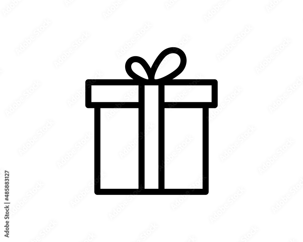 Gift box icon or present icon. Gift box in line style. Applicable for celebration or present, ribbon, win design. Present symbol. Vector illustration.