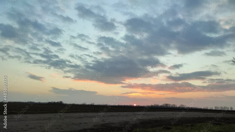February sunset in the countryside. 4K, timelapse. February sunset in the countryside. 4K, timelapse.