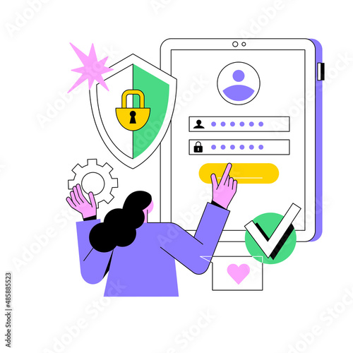 Sign in page abstract concept vector illustration. Enter application, mobile screen, user login form, website page interface, UI, new profile registration, email account abstract metaphor.