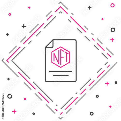 Line NFT contract icon isolated on white background. Non fungible token. Digital crypto art concept. Colorful outline concept. Vector