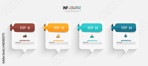 Four steps business infographics template vector.	