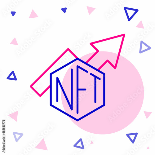 Line NFT growth bar chart icon isolated on white background. Non fungible token. Digital crypto art concept. Colorful outline concept. Vector