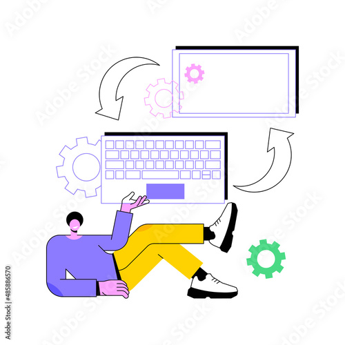 Detachable device technology abstract concept vector illustration. Removable laptop screen, detachable computer keyboard, modular electronics device, demountable technology abstract metaphor. photo