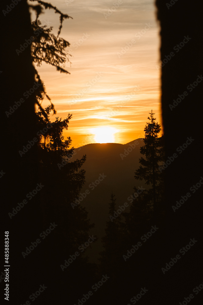 Stunning and warm sunset over the mountain. Stunning and warm sunset over the mountain.