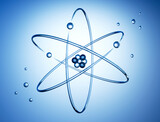 Atom nucleus with electrons - 3D illustration