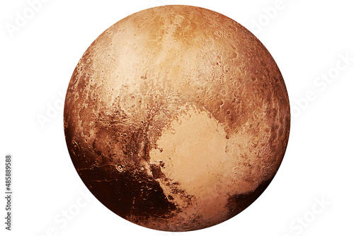 Planet Pluto isolated on white background. Elements of this image were furnished by NASA photo