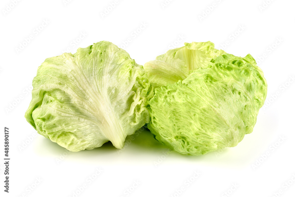 Fresh Iceberg salad, isolated on white background.