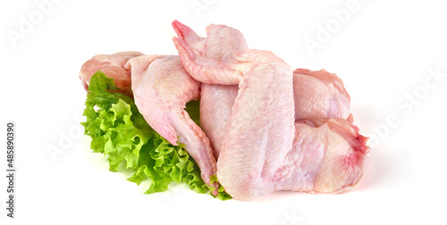 Fresh raw chicken wings, isolated on white background.
