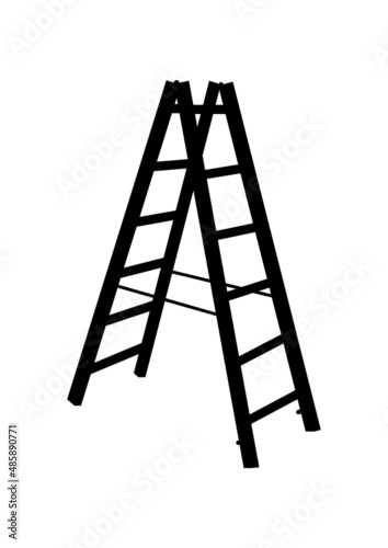 Silhouette of a wooden ladder. Vector.