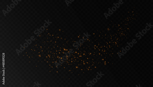 Glowing light effect with many glitter particles isolated on transparent background. Vector star cloud with dust.	
