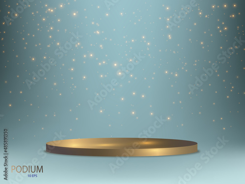 A pedestal for product presentation with a spotlight falling down. Abstract 3d podium.