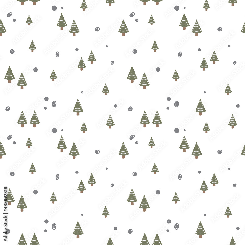 Simple Tree seamless pattern in organic style