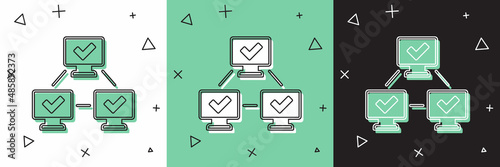 Set NFT blockchain technology icon isolated on white and green, black background. Non fungible token. Digital crypto art concept. Vector