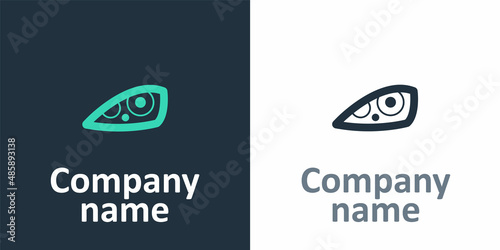 Logotype Car headlight icon isolated on white background. Logo design template element. Vector