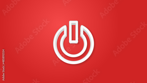 shut down, switch off 3d line flat color icon. Realistic vector illustration. Pictogram isolated. Top view. Colorful transparent shadow design.