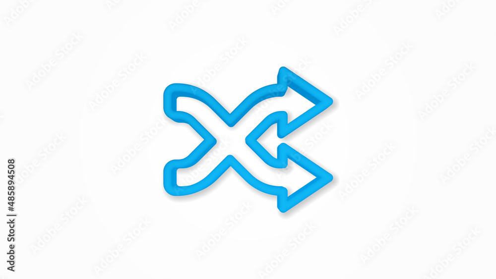 shufle, mix, random, intersecting arrow 3d line flat color icon. Realistic vector illustration. Pictogram isolated. Top view. Colorful transparent shadow design. shufle, mix, random, intersecting arrow 3d line flat color icon. Realistic vector illustration. Pictogram isolated. Top view. Colorful transparent shadow design.
