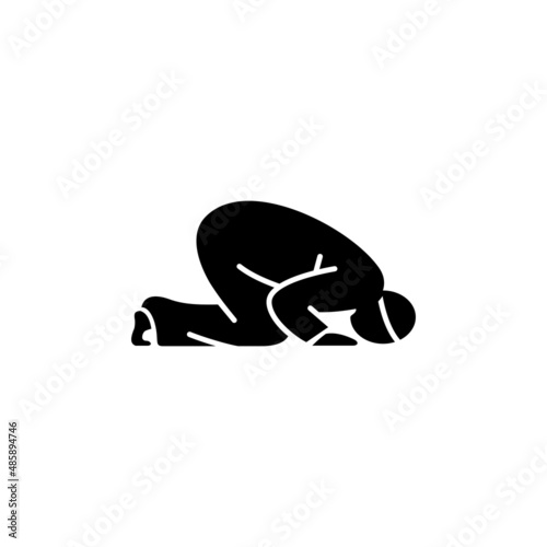 Sujud simple flat icon vector illustration. Prostration icon vector
