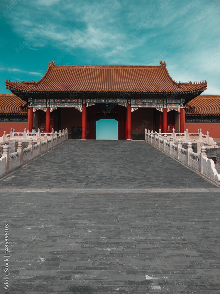 Forbidden City in Beijing with its orange roof and traditional Chinese architecture Forbidden City in Beijing with its orange roof and traditional Chinese architecture