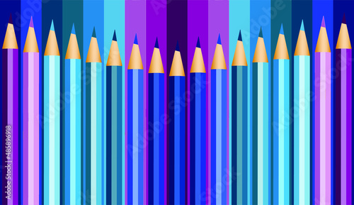 Set of colored wooden pencils for drawing