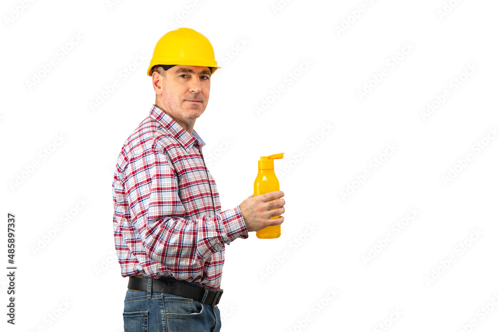 man with holding water bottle. man with holding water bottle.