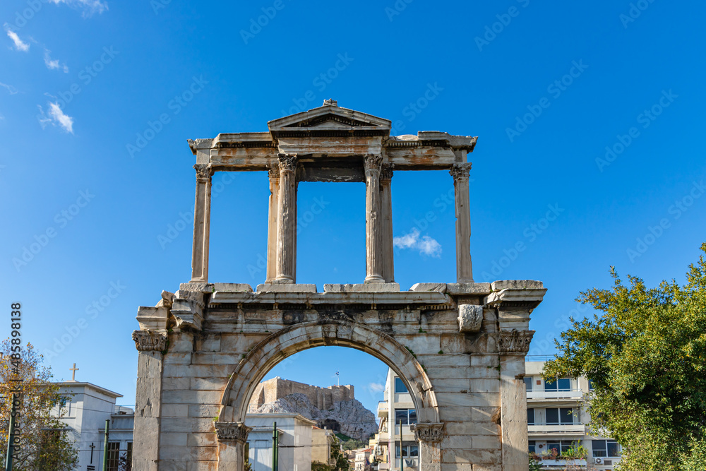 Arch of Hadrian known as Hadrian’s Gate as gateway to Temple of Olympian Zeus, Olympieion